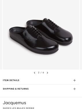 Jacquemus Les Mules Derbie Black Leather Lace Up Mule EU 38 NWOB